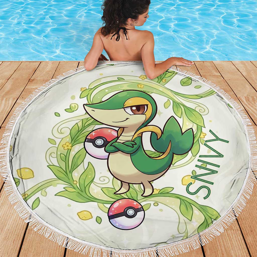 Snivy Beach Blanket Elegant Botanical Art Nouveau Style