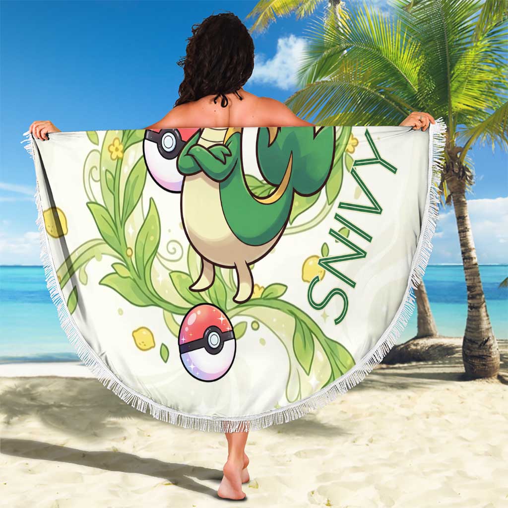 Snivy Beach Blanket Elegant Botanical Art Nouveau Style