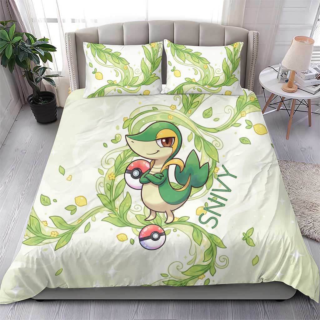 Snivy Bedding Set Elegant Botanical Art Nouveau Style
