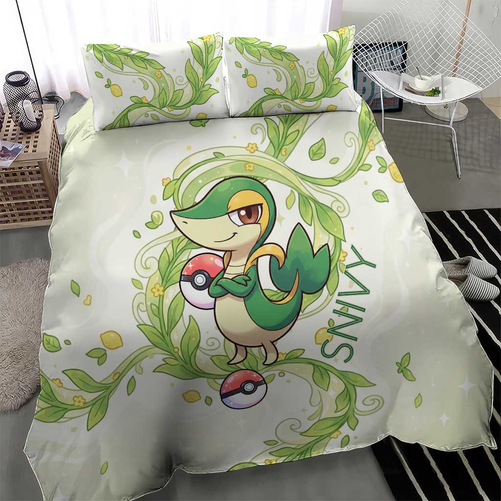 Snivy Bedding Set Elegant Botanical Art Nouveau Style