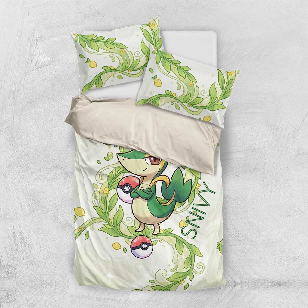 Snivy Bedding Set Elegant Botanical Art Nouveau Style