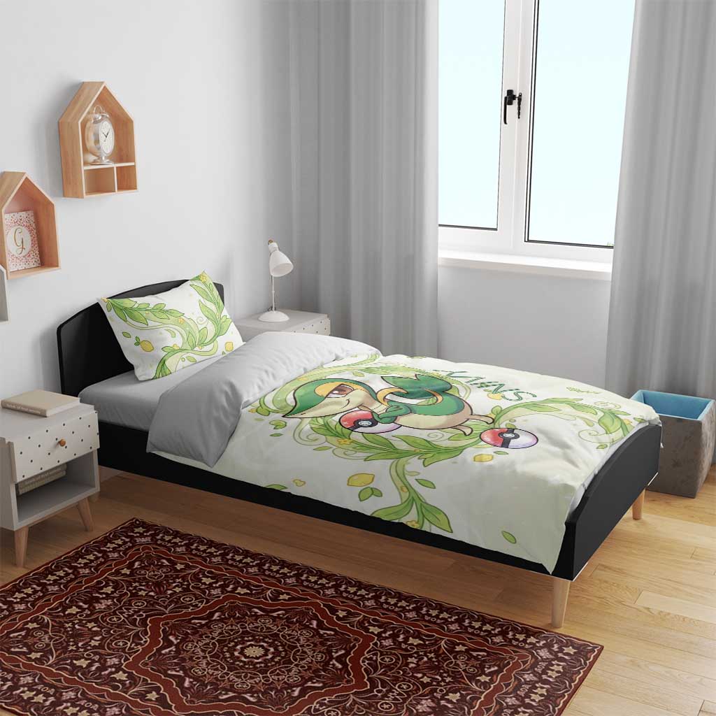 Snivy Bedding Set Elegant Botanical Art Nouveau Style