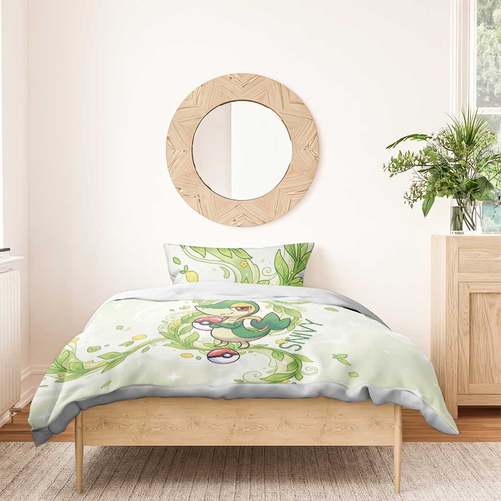Snivy Bedding Set Elegant Botanical Art Nouveau Style