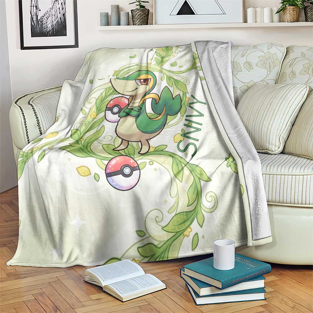 Snivy Blanket Elegant Botanical Art Nouveau Style