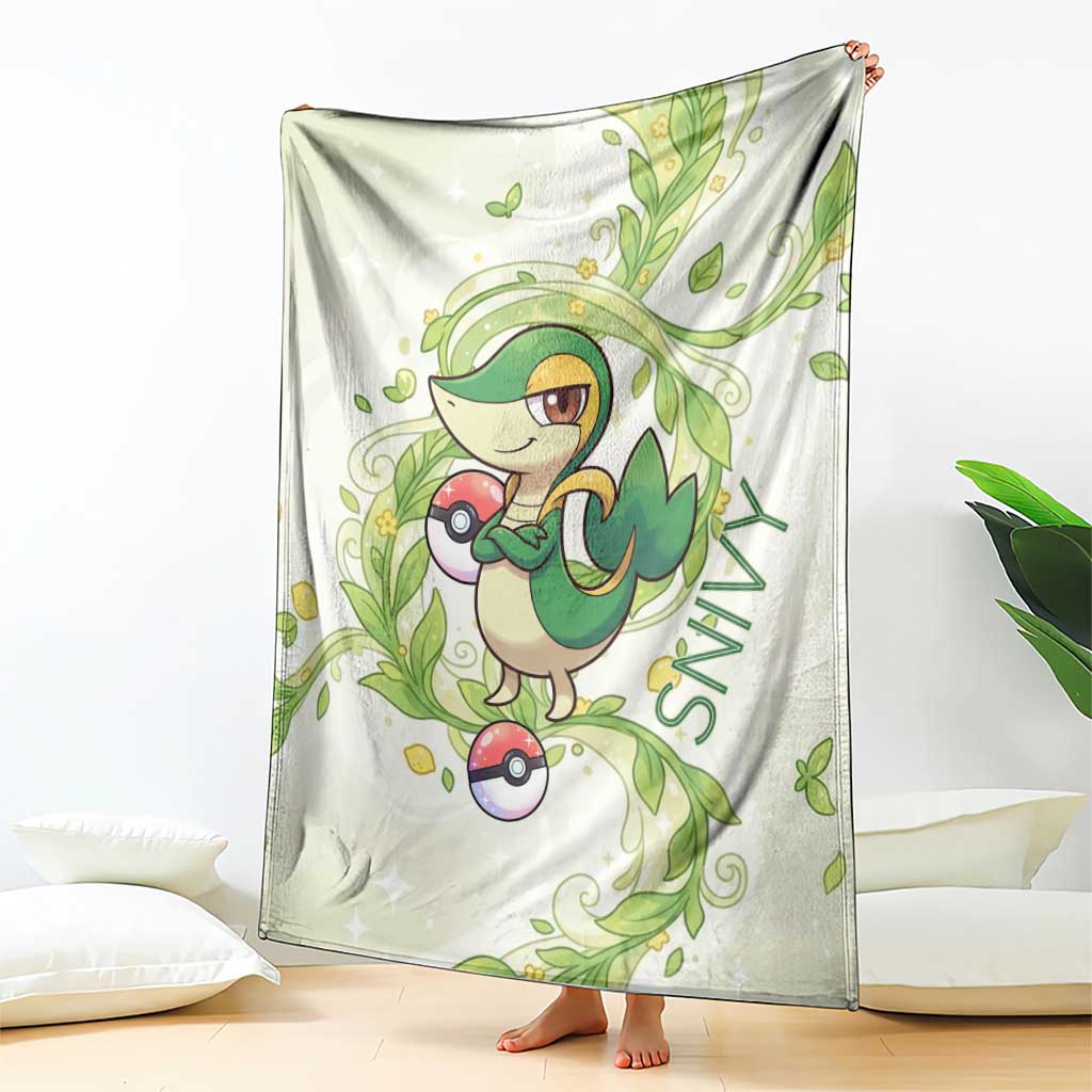 Snivy Blanket Elegant Botanical Art Nouveau Style