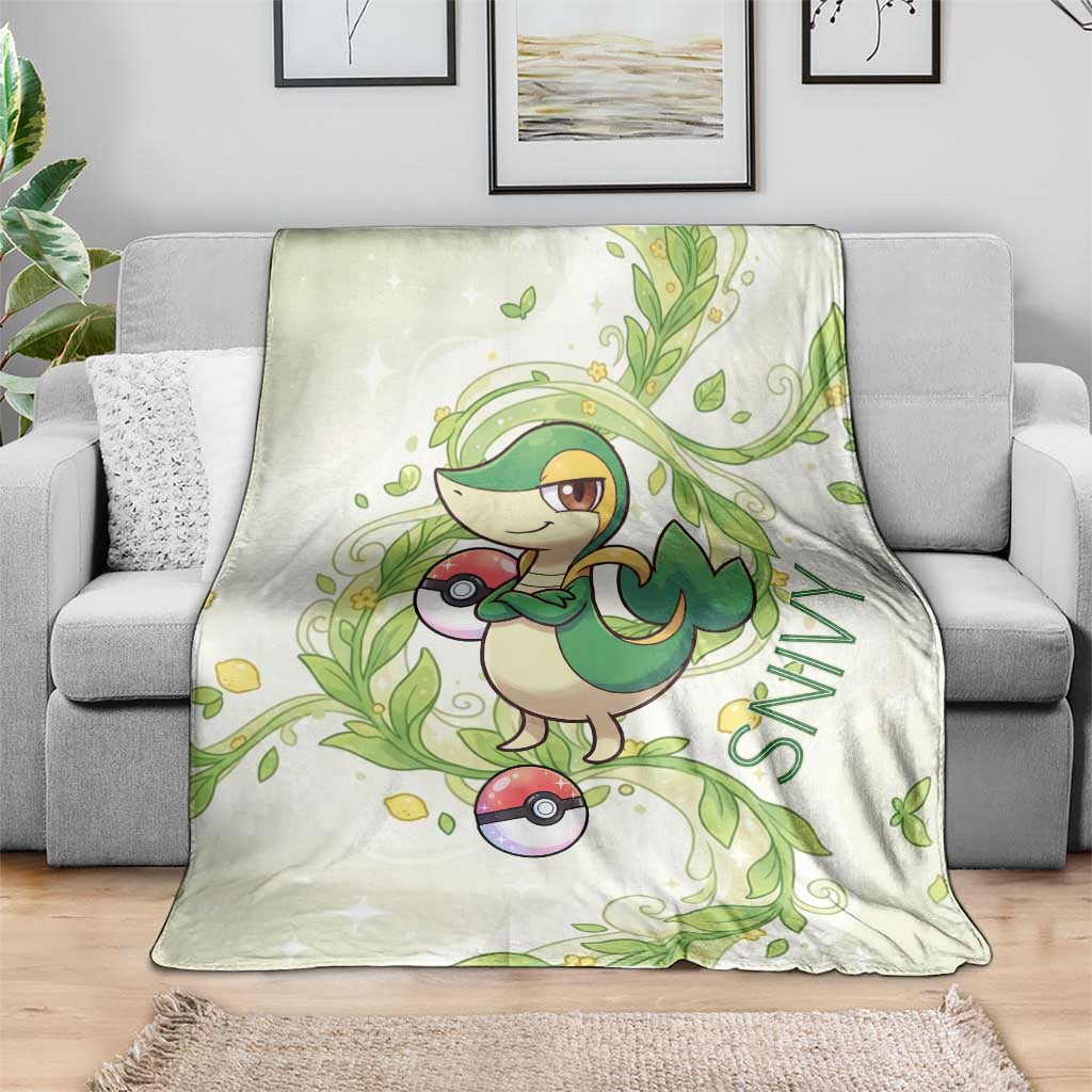 Snivy Blanket Elegant Botanical Art Nouveau Style