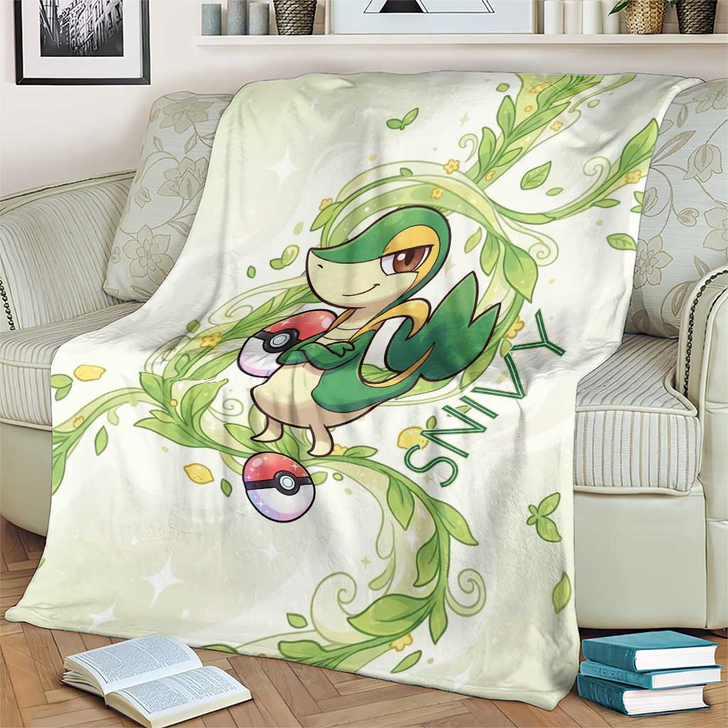 Snivy Blanket Elegant Botanical Art Nouveau Style