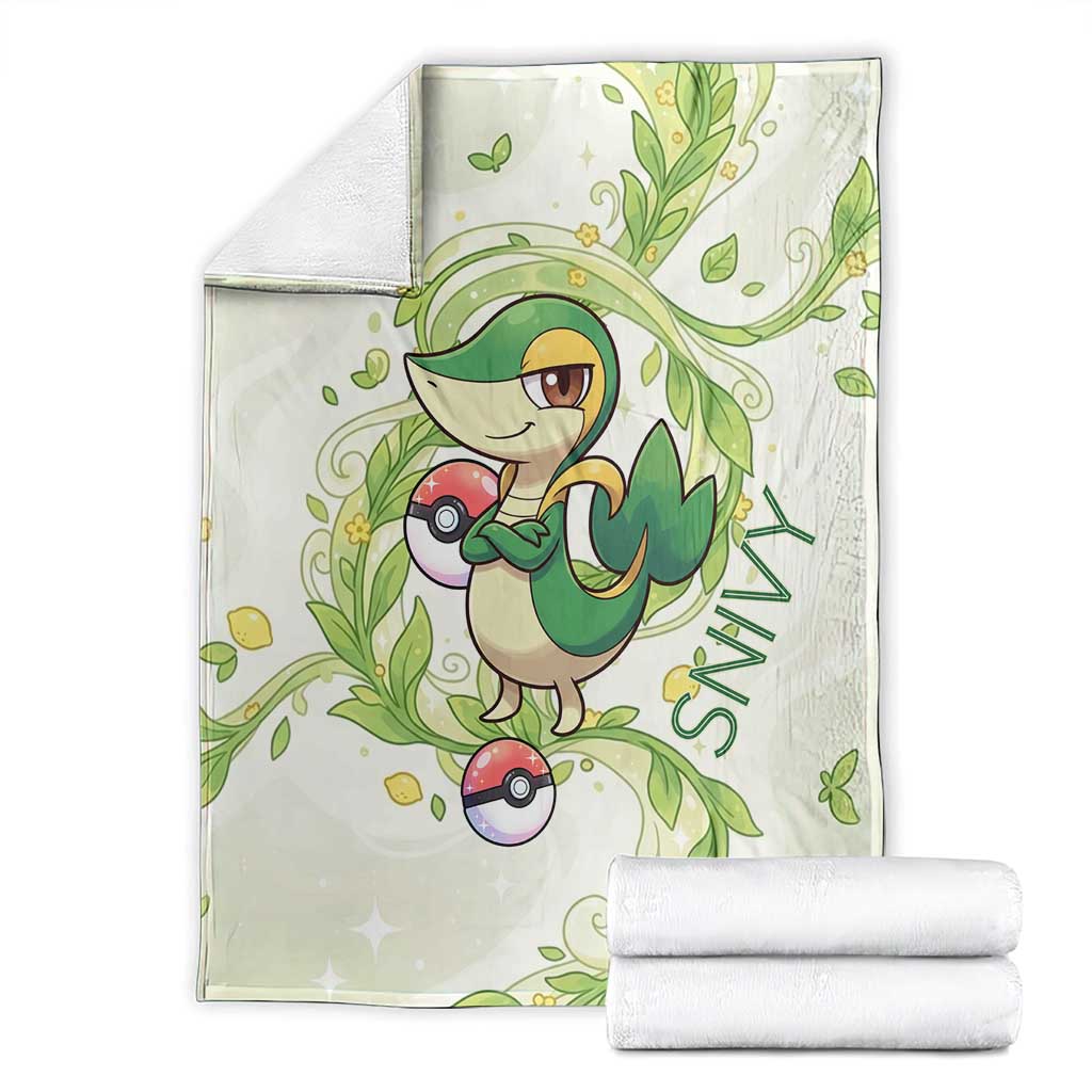 Snivy Blanket Elegant Botanical Art Nouveau Style