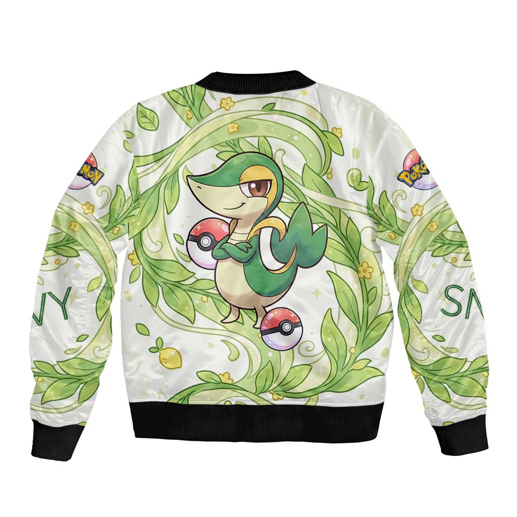 Snivy Bomber Jacket Elegant Botanical Art Nouveau Style