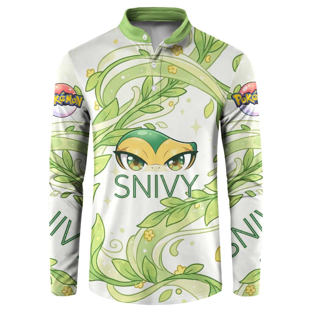 Snivy Button Sweatshirt Elegant Botanical Art Nouveau Style