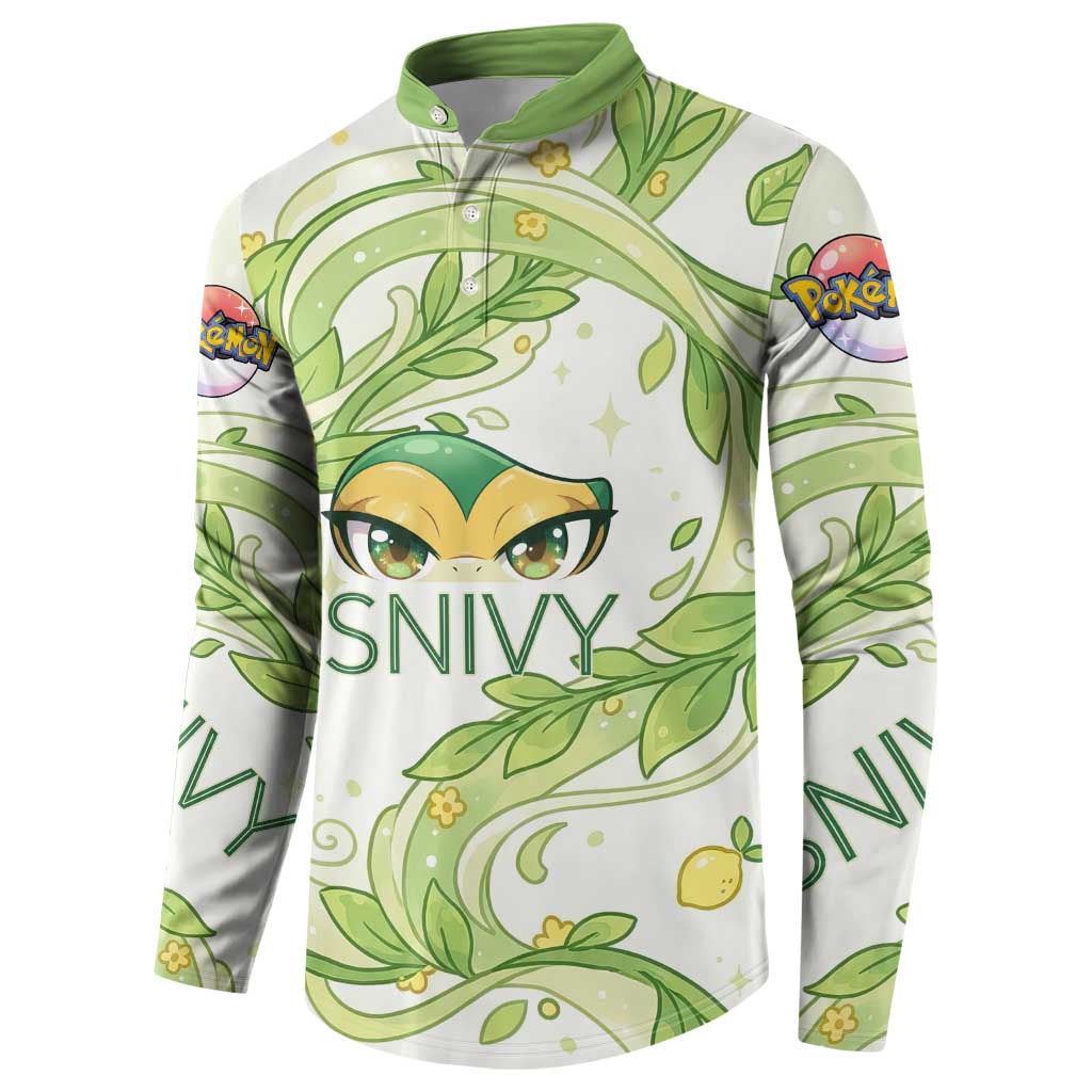 Snivy Button Sweatshirt Elegant Botanical Art Nouveau Style