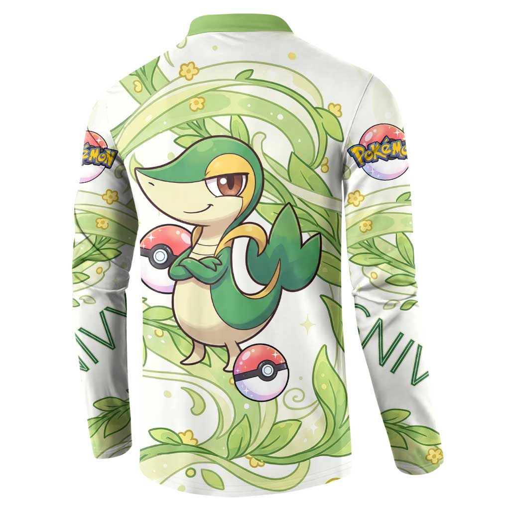 Snivy Button Sweatshirt Elegant Botanical Art Nouveau Style