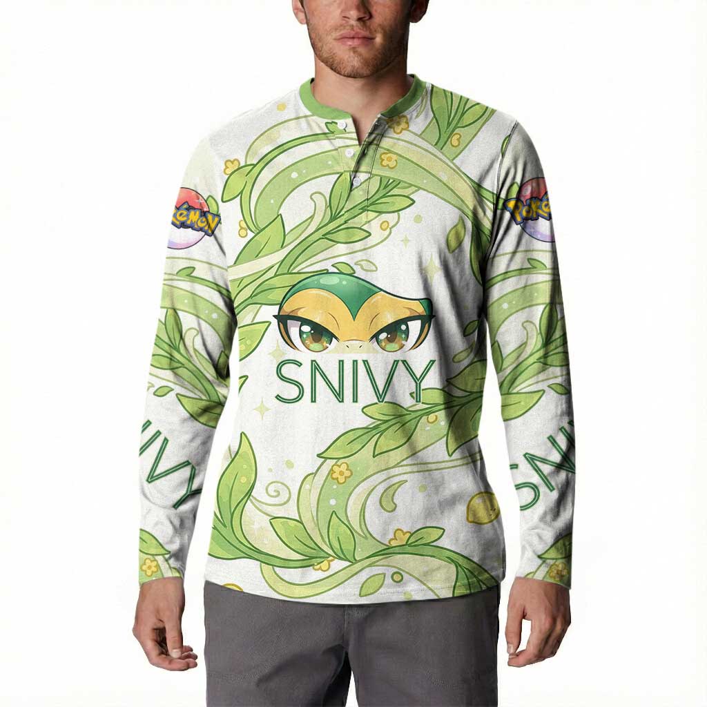 Snivy Button Sweatshirt Elegant Botanical Art Nouveau Style