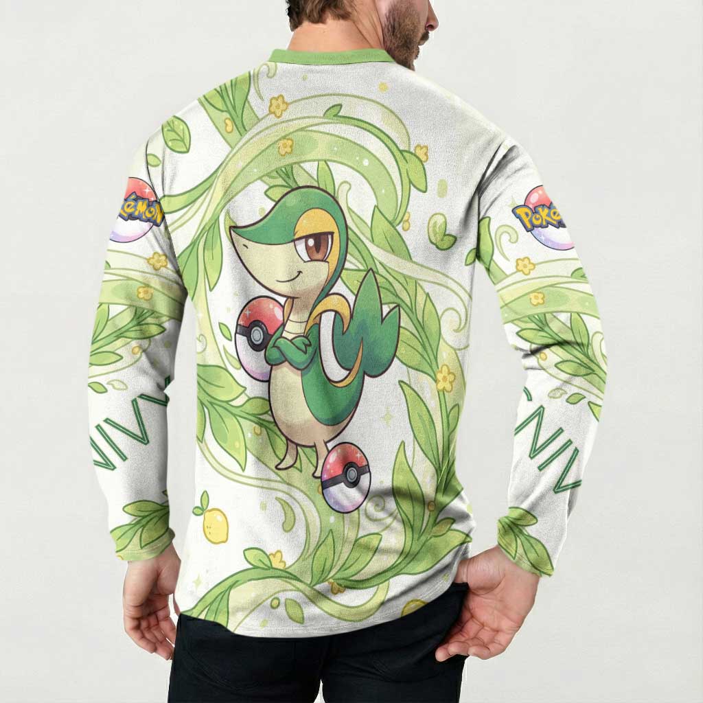 Snivy Button Sweatshirt Elegant Botanical Art Nouveau Style