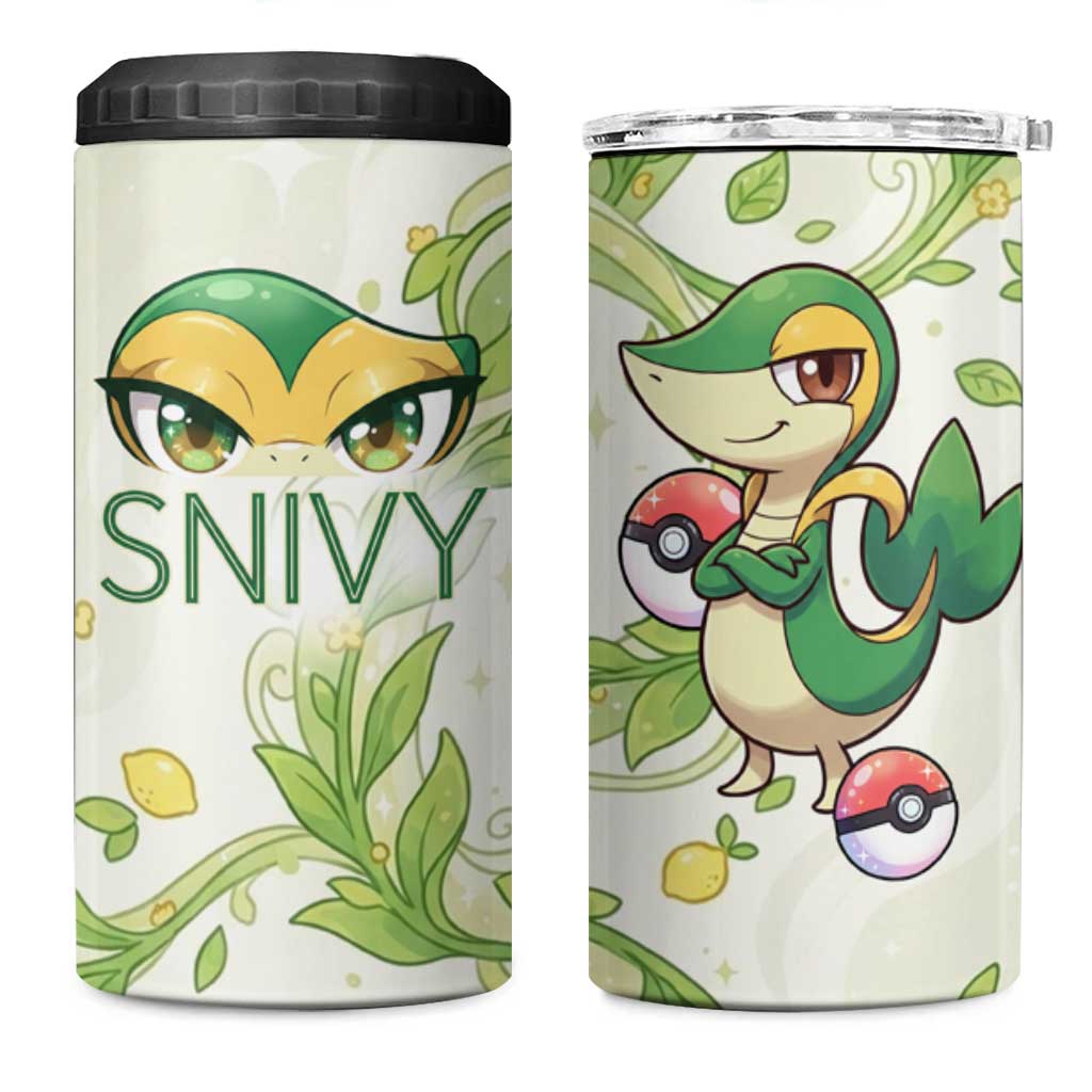 Snivy 4 in 1 Can Cooler Tumbler Elegant Botanical Art Nouveau Style