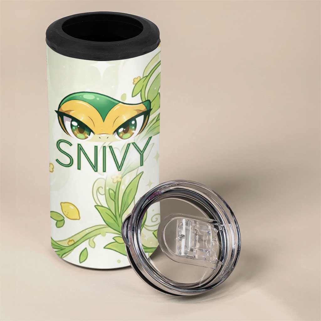 Snivy 4 in 1 Can Cooler Tumbler Elegant Botanical Art Nouveau Style