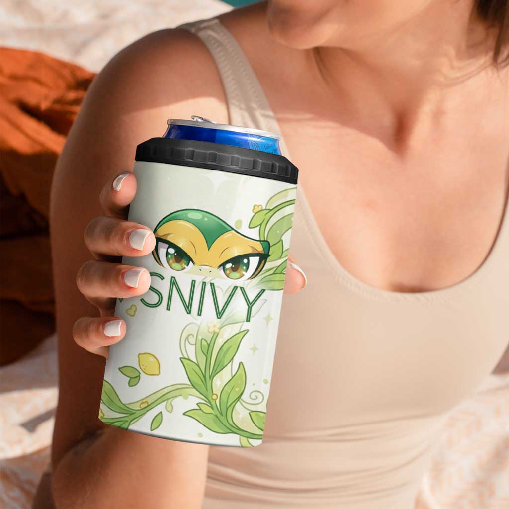 Snivy 4 in 1 Can Cooler Tumbler Elegant Botanical Art Nouveau Style