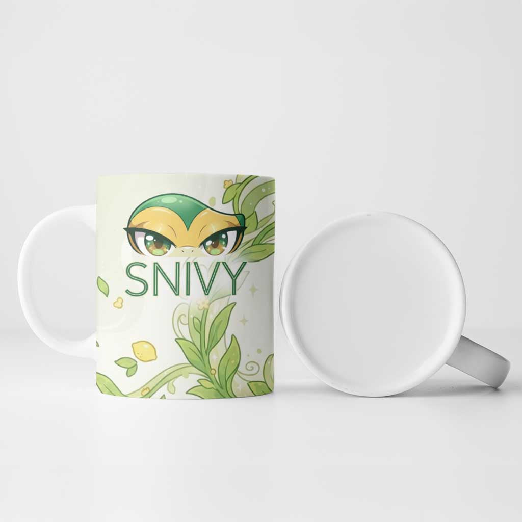 Snivy Ceramic Mug Elegant Botanical Art Nouveau Style