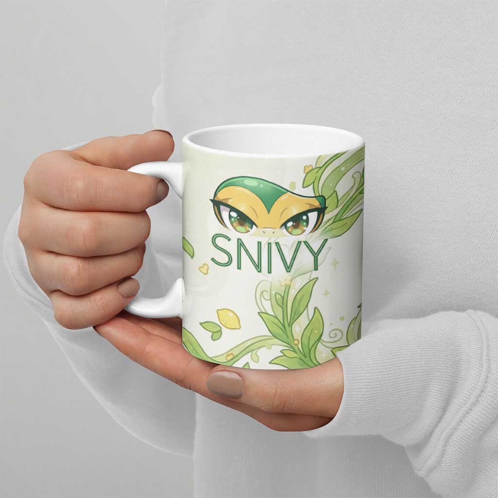Snivy Ceramic Mug Elegant Botanical Art Nouveau Style