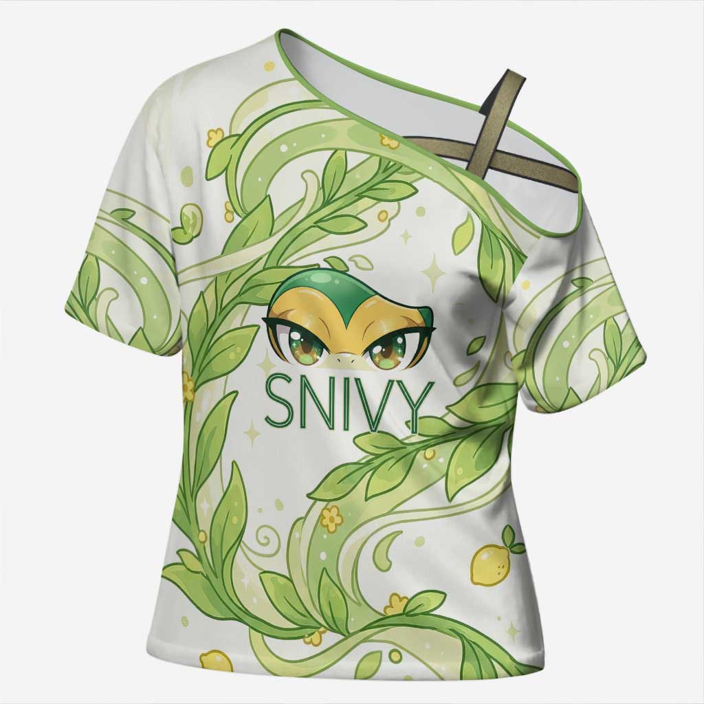Snivy Cross Shoulder Shirt Elegant Botanical Art Nouveau Style