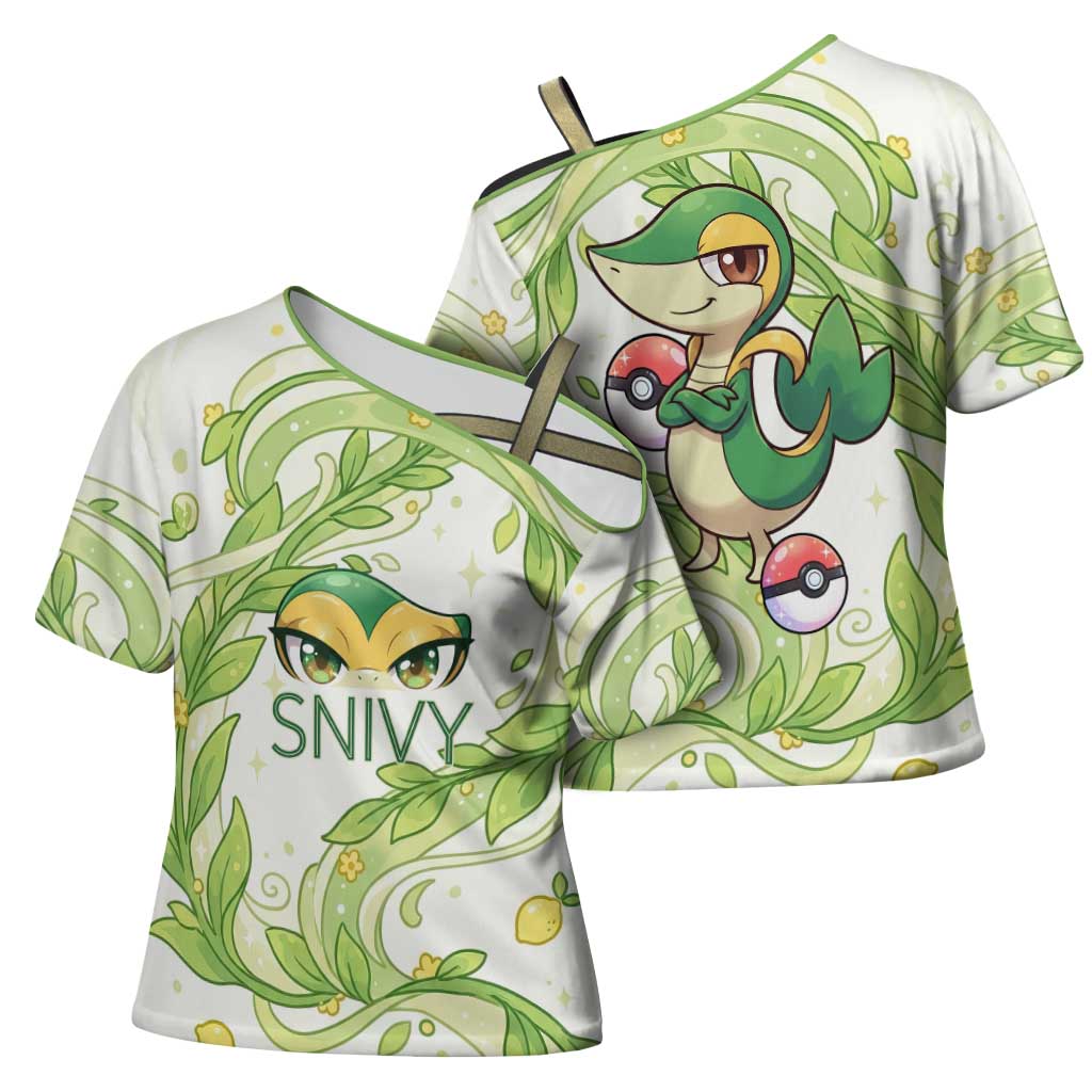 Snivy Cross Shoulder Shirt Elegant Botanical Art Nouveau Style