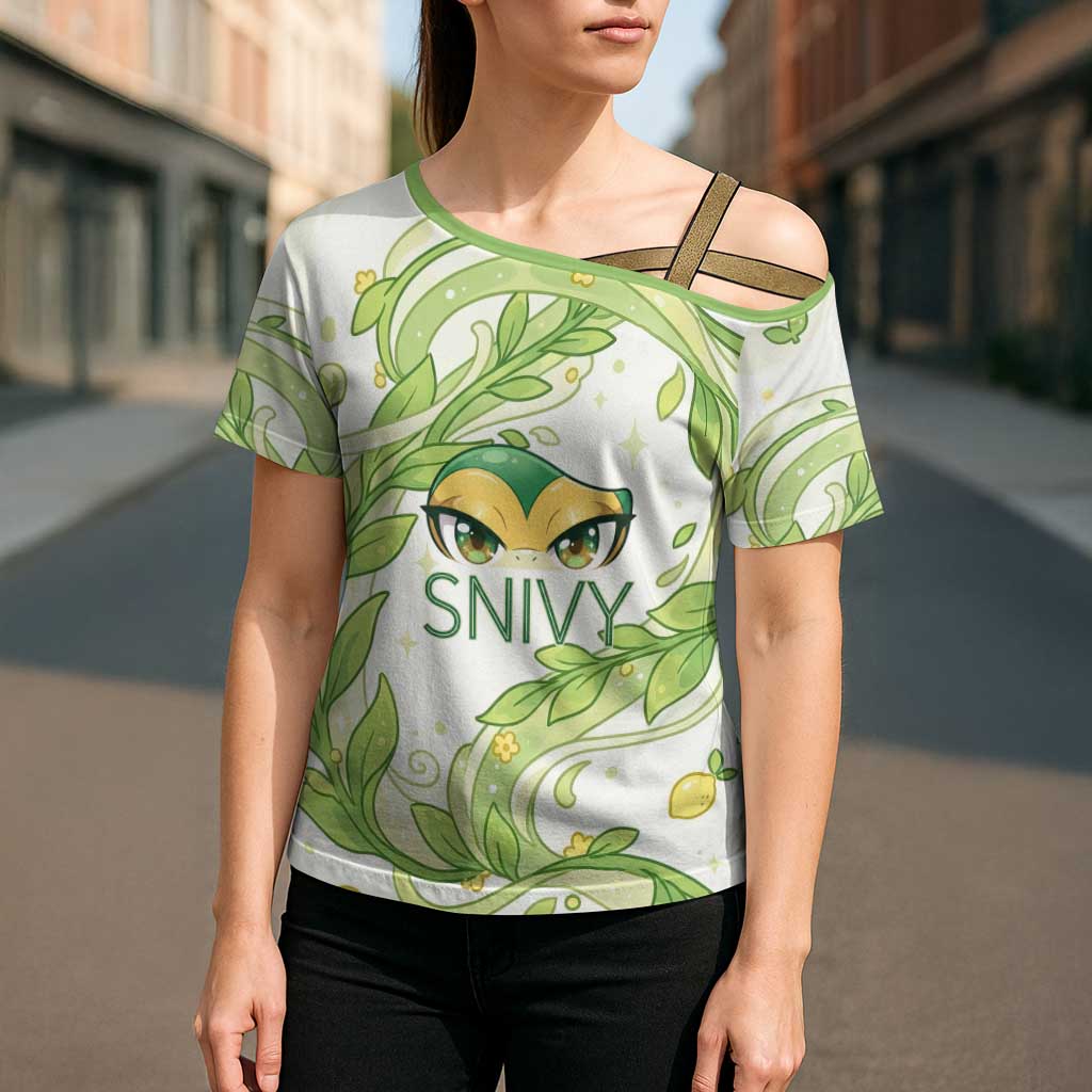 Snivy Cross Shoulder Shirt Elegant Botanical Art Nouveau Style