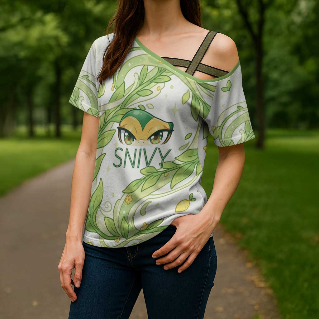 Snivy Cross Shoulder Shirt Elegant Botanical Art Nouveau Style