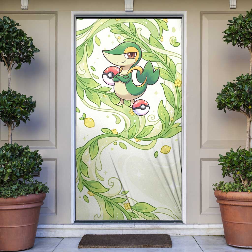 Snivy Door Cover Elegant Botanical Art Nouveau Style