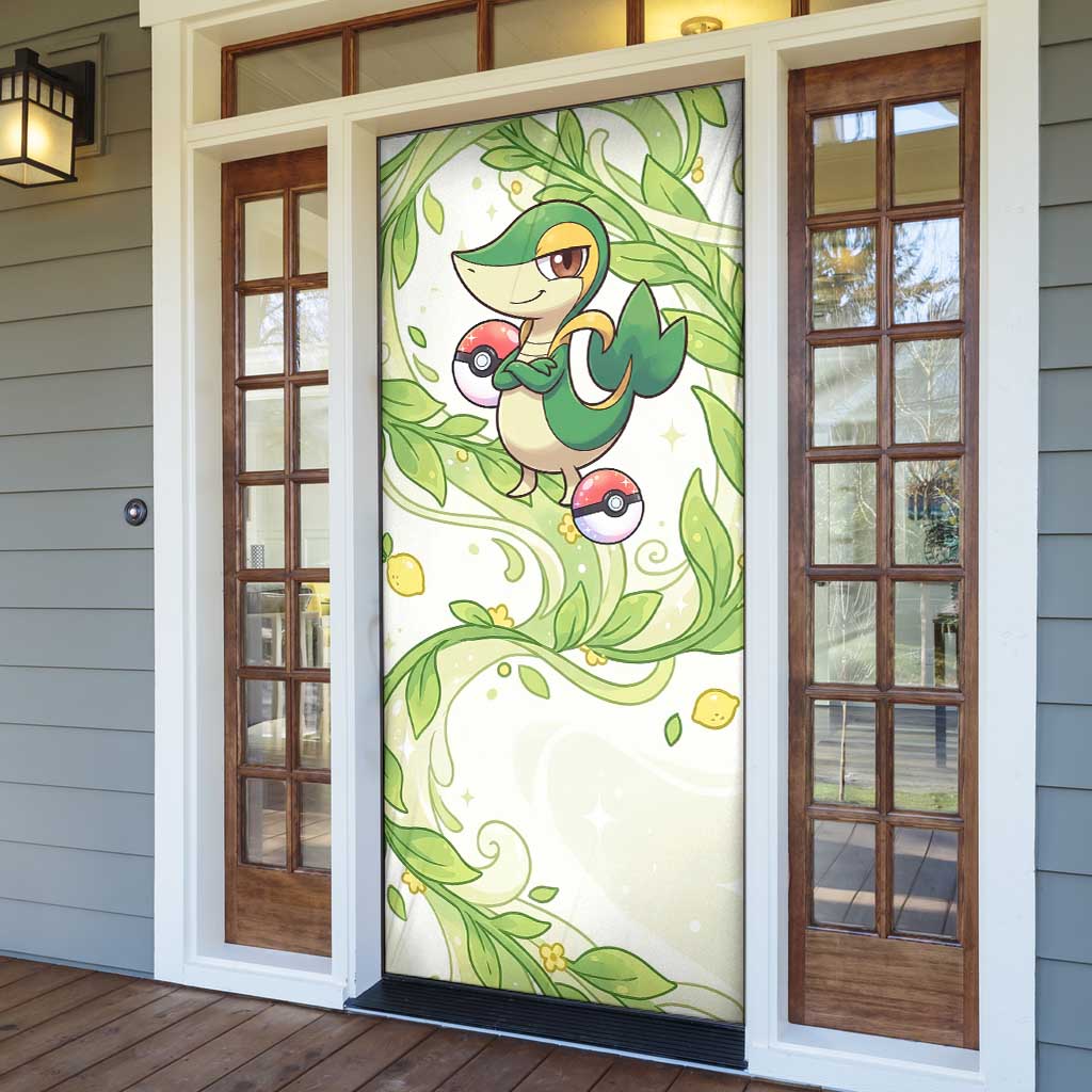 Snivy Door Cover Elegant Botanical Art Nouveau Style