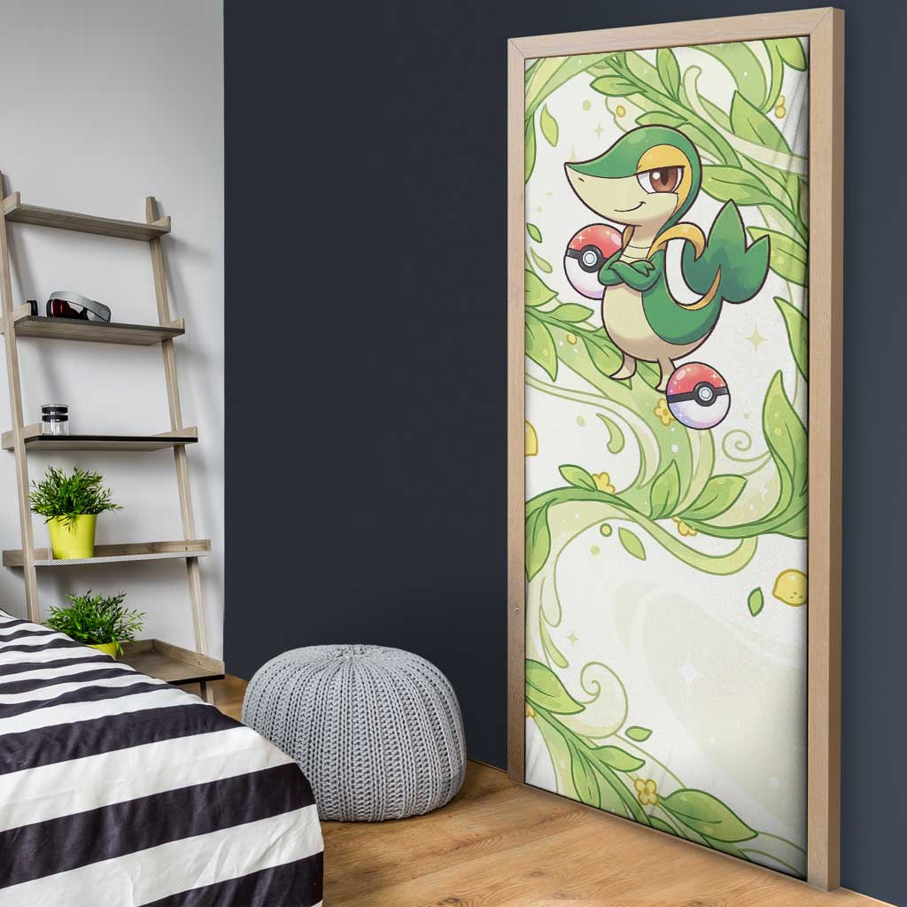 Snivy Door Cover Elegant Botanical Art Nouveau Style