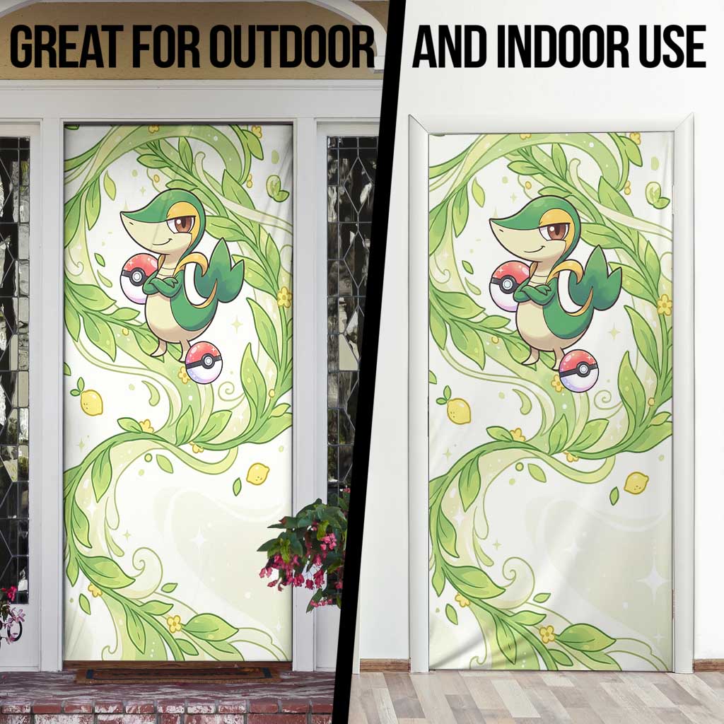Snivy Door Cover Elegant Botanical Art Nouveau Style