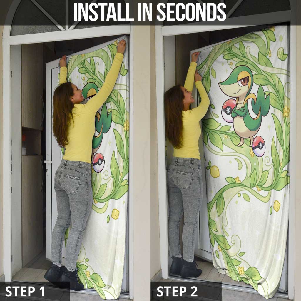 Snivy Door Cover Elegant Botanical Art Nouveau Style