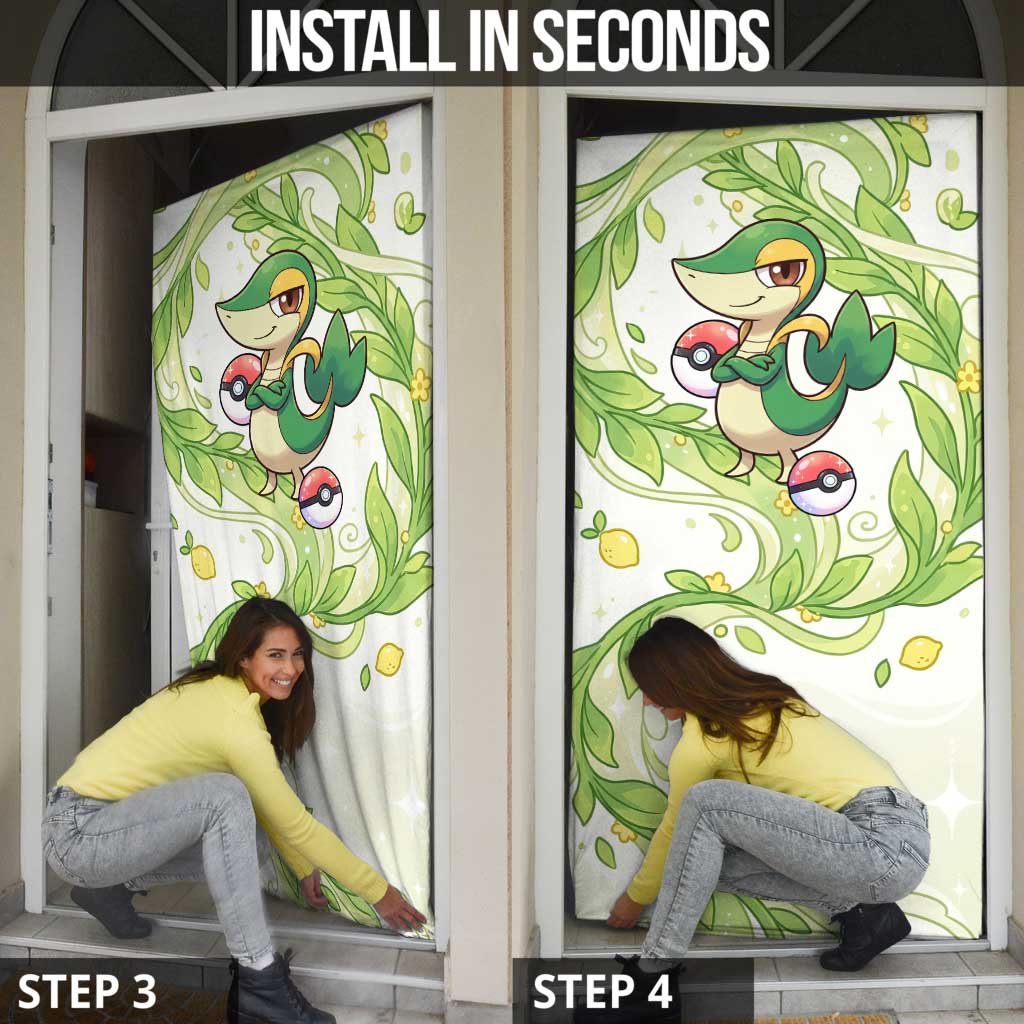 Snivy Door Cover Elegant Botanical Art Nouveau Style