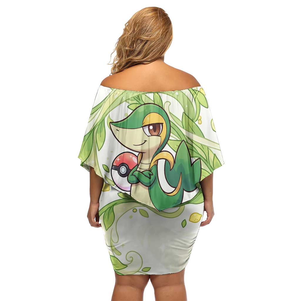 Snivy Family Matching Off Shoulder Short Dress and Hawaiian Shirt Elegant Botanical Art Nouveau Style