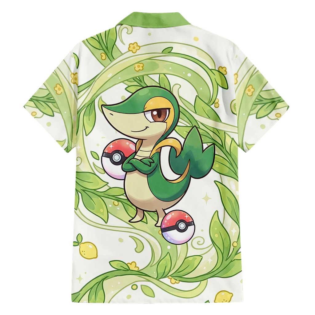 Snivy Family Matching Short Sleeve Bodycon Dress and Hawaiian Shirt Elegant Botanical Art Nouveau Style