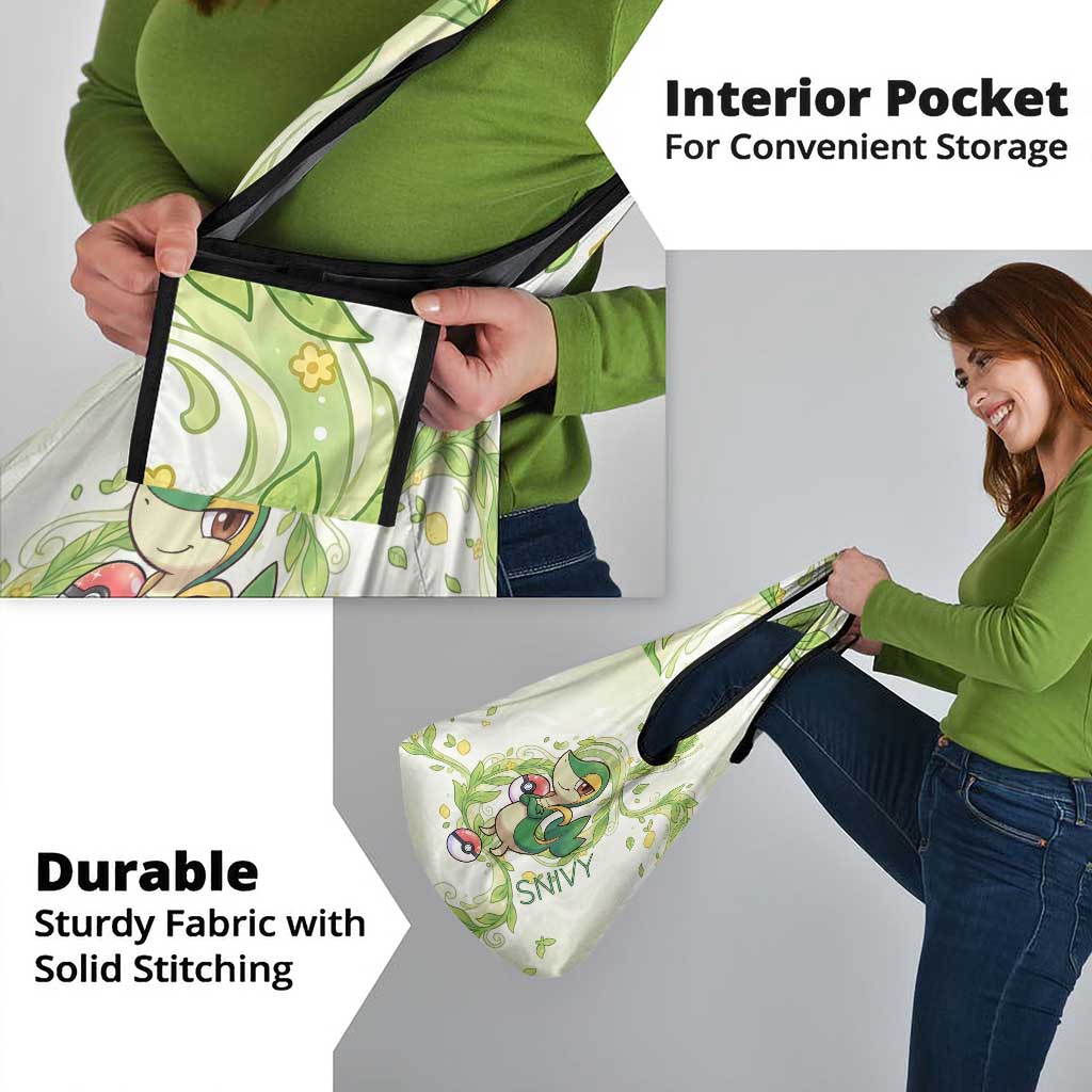 Snivy Grocery Bag Elegant Botanical Art Nouveau Style