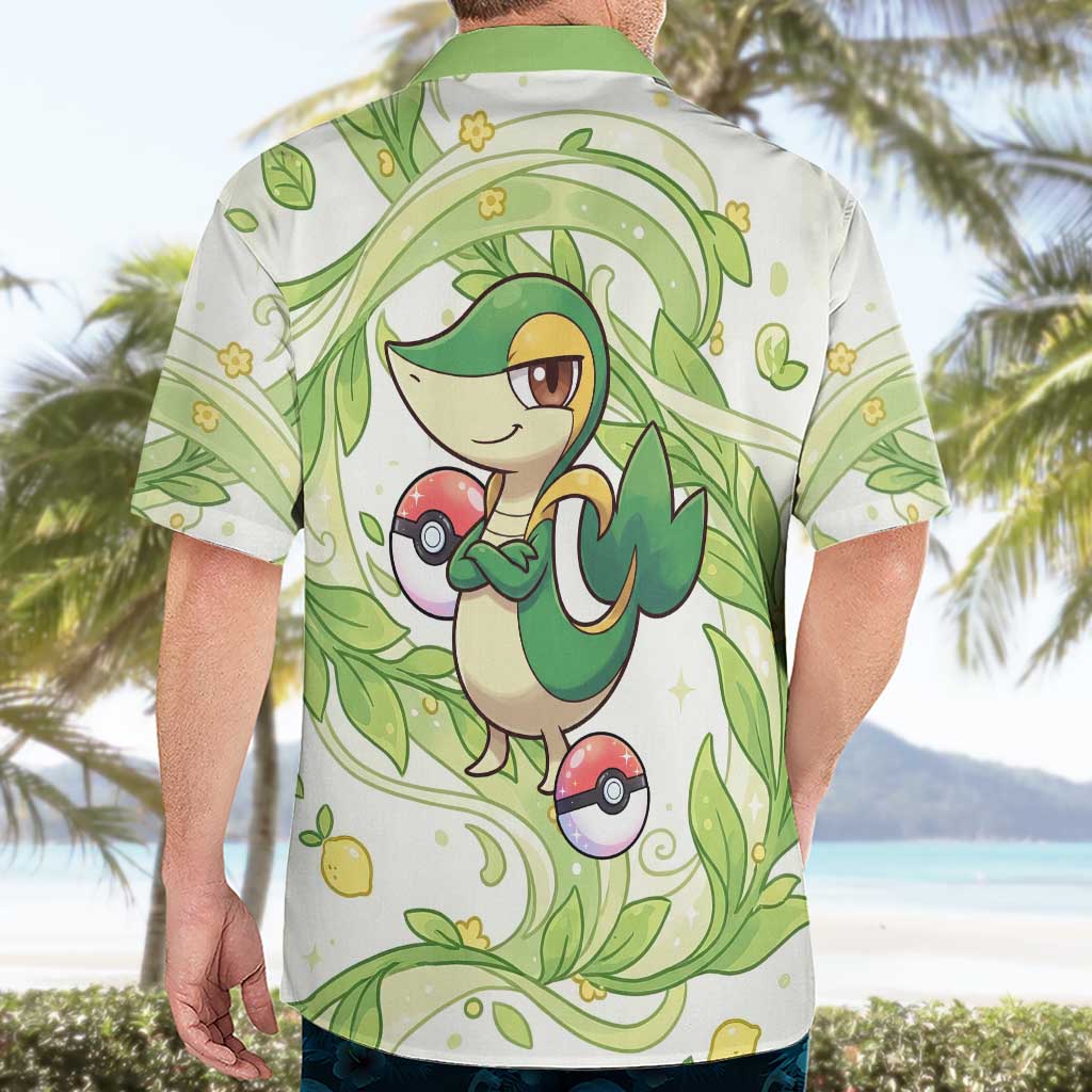 Snivy Hawaiian Shirt Elegant Botanical Art Nouveau Style