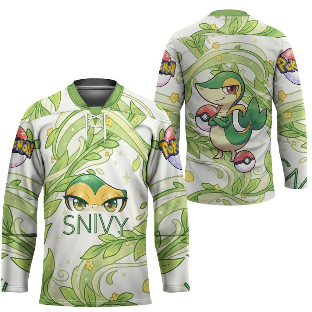 Snivy Hockey Jersey Elegant Botanical Art Nouveau Style