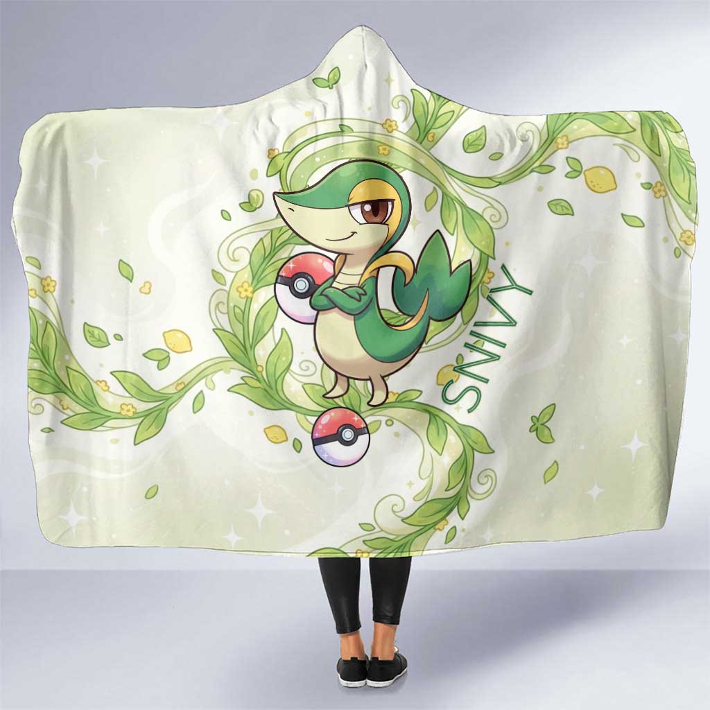 Snivy Hooded Blanket Elegant Botanical Art Nouveau Style