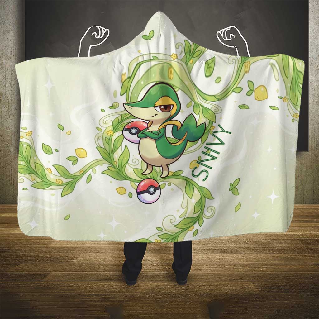 Snivy Hooded Blanket Elegant Botanical Art Nouveau Style