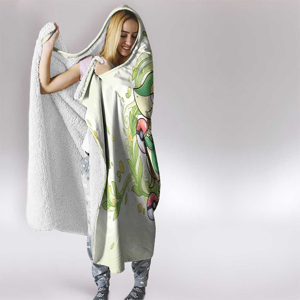 Snivy Hooded Blanket Elegant Botanical Art Nouveau Style