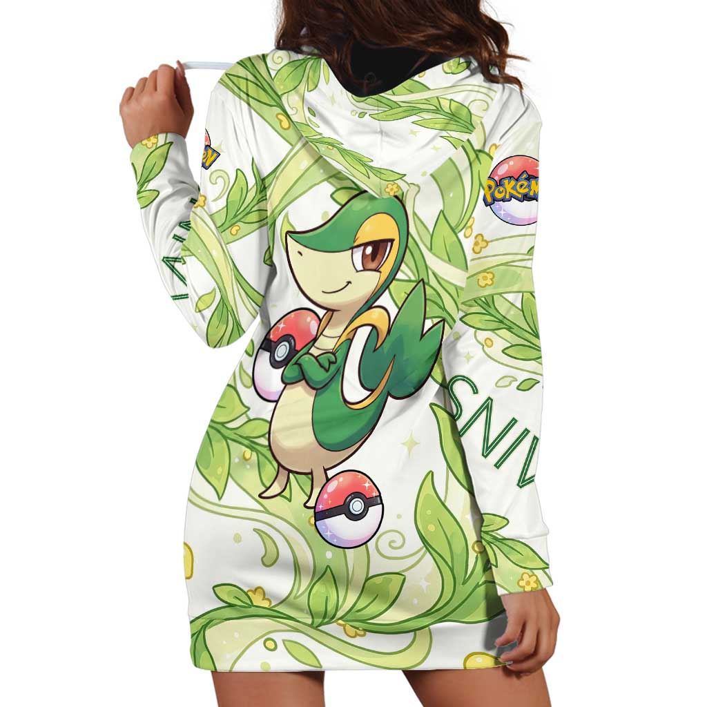 Snivy Hoodie Dress Elegant Botanical Art Nouveau Style