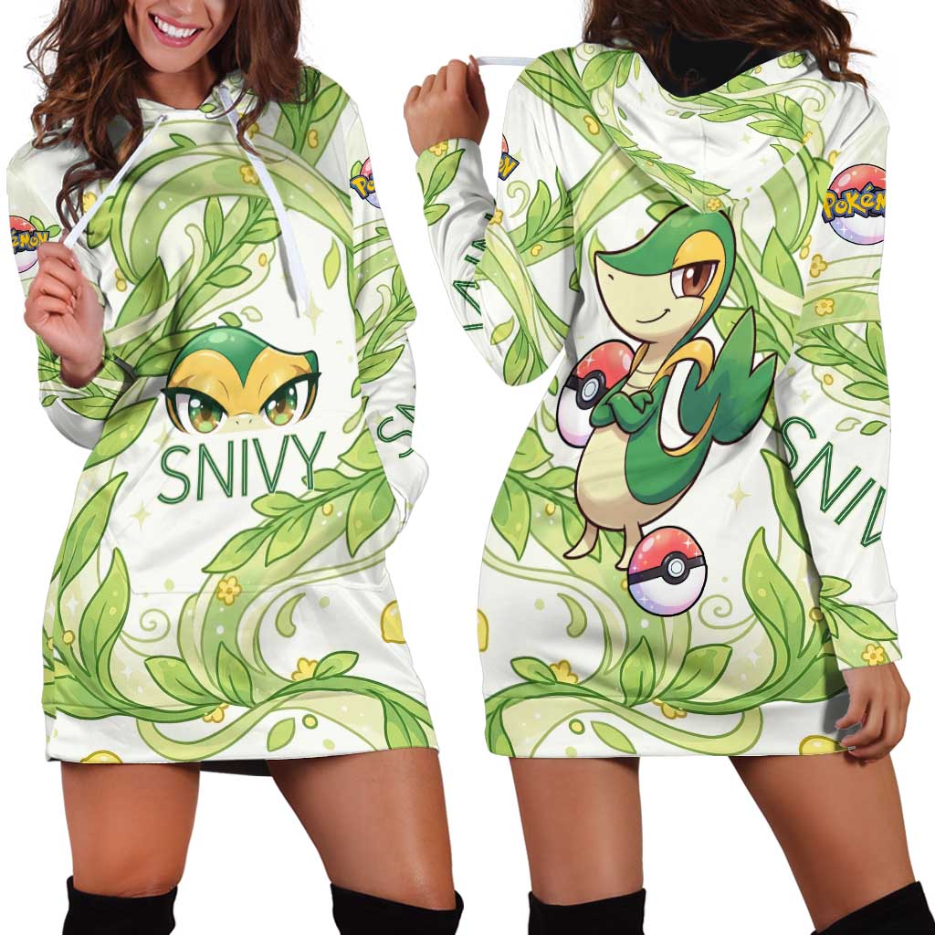 Snivy Hoodie Dress Elegant Botanical Art Nouveau Style