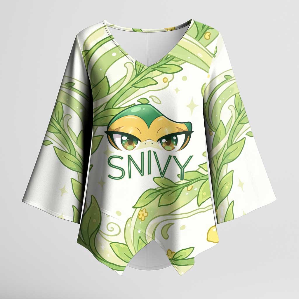 Snivy Kimono Sleeve Blouse Elegant Botanical Art Nouveau Style