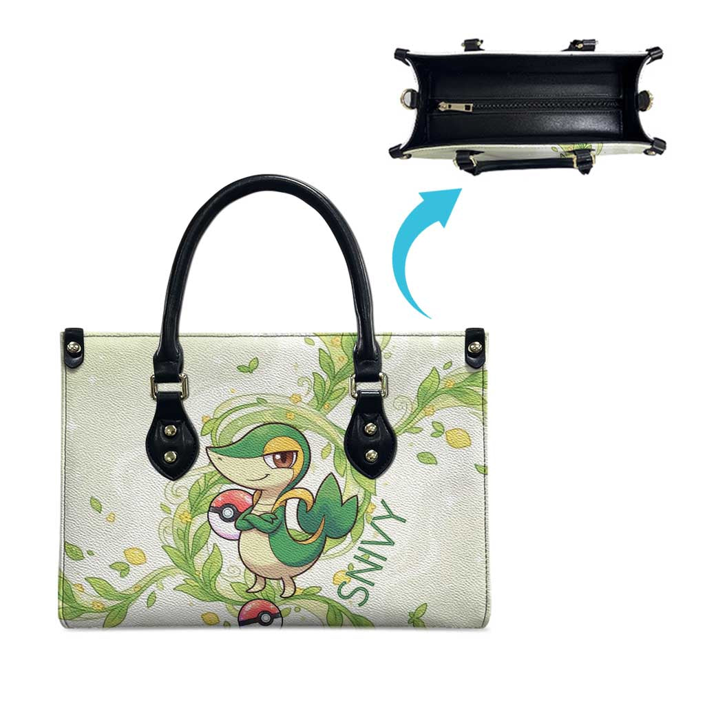 Snivy Leather Bag Elegant Botanical Art Nouveau Style