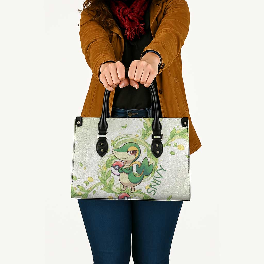 Snivy Leather Bag Elegant Botanical Art Nouveau Style