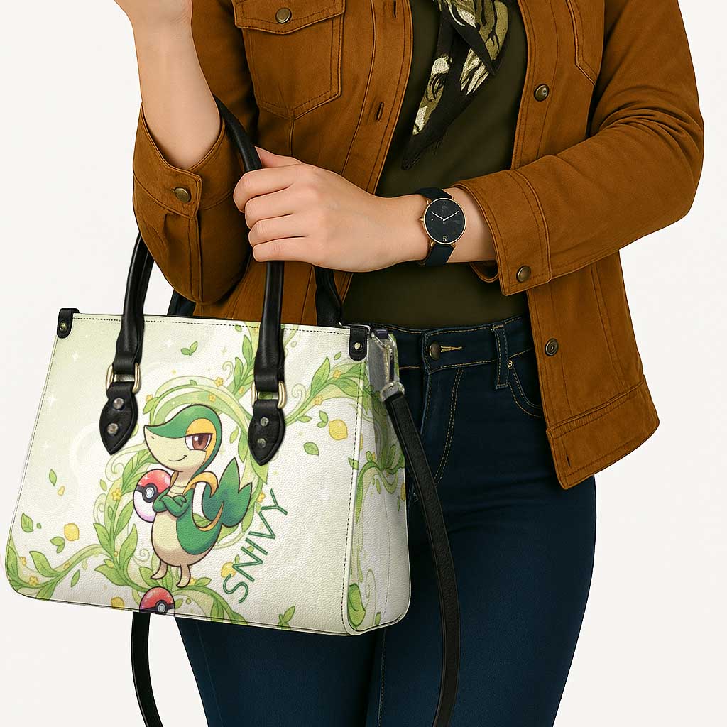 Snivy Leather Bag Elegant Botanical Art Nouveau Style