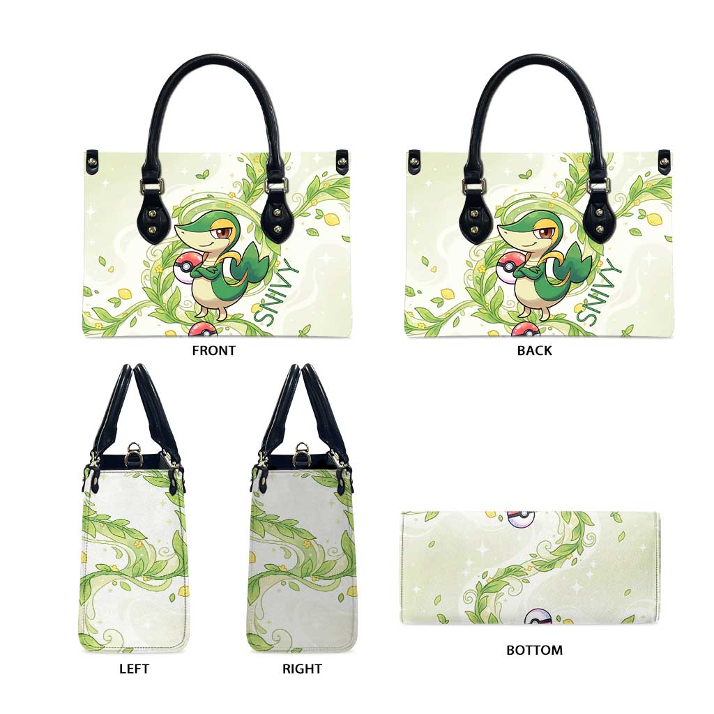 Snivy Leather Bag Elegant Botanical Art Nouveau Style