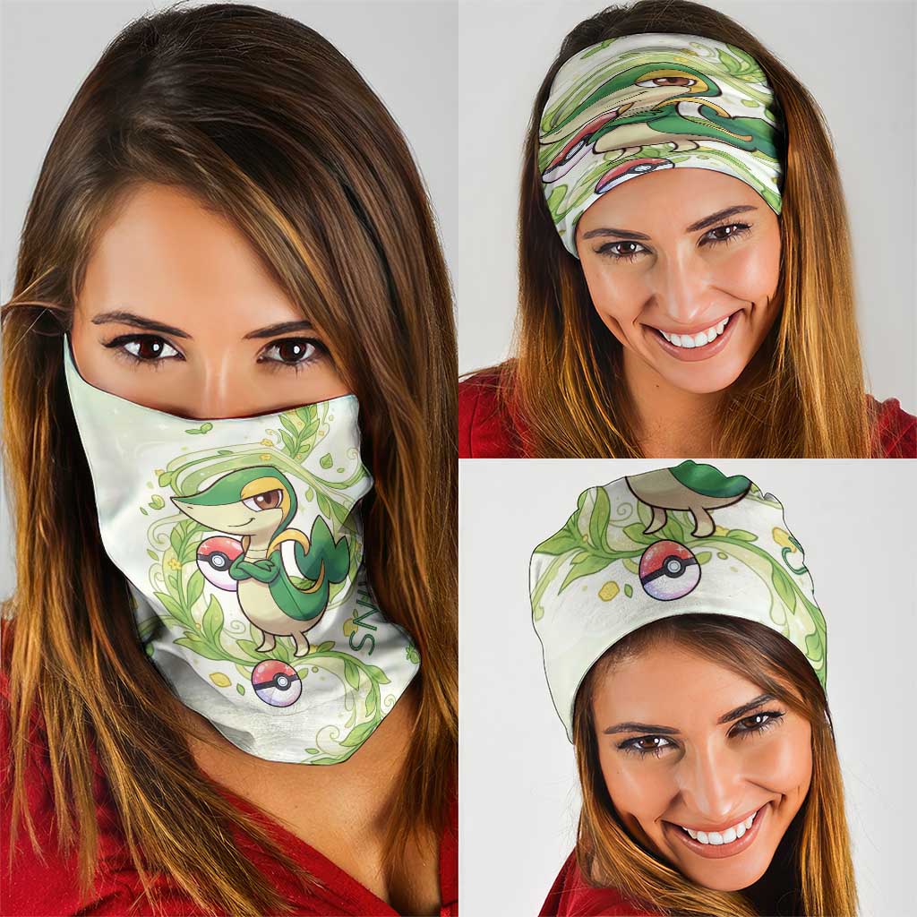 Snivy Neck Gaiter Elegant Botanical Art Nouveau Style