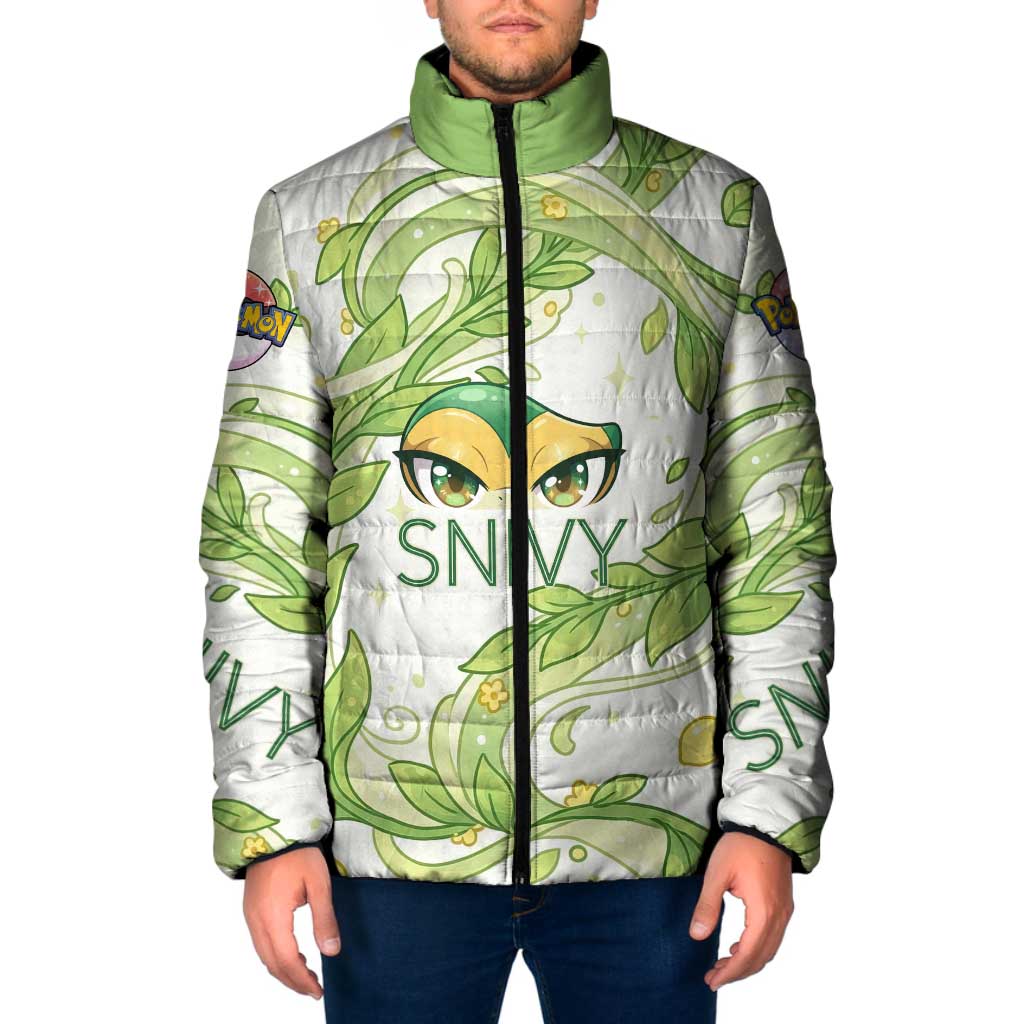 Snivy Padded Jacket Elegant Botanical Art Nouveau Style